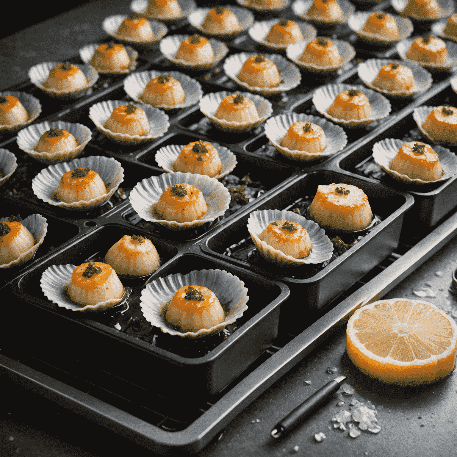 Modern flash-freezing equipment preserving scallops